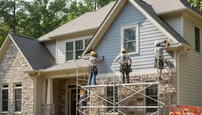 Vinyl siding installation for Charlotte, NC home by a professional siding contractor