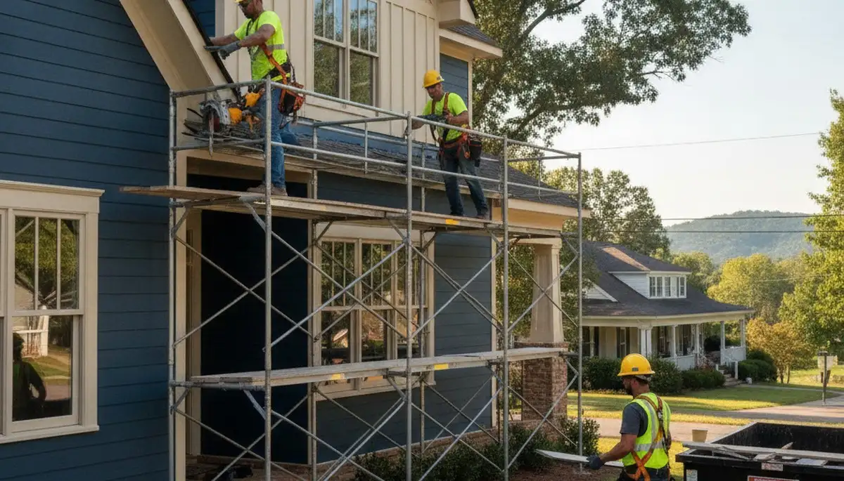 Vinyl siding installation by Charlotte, NC siding contractors for residential homes