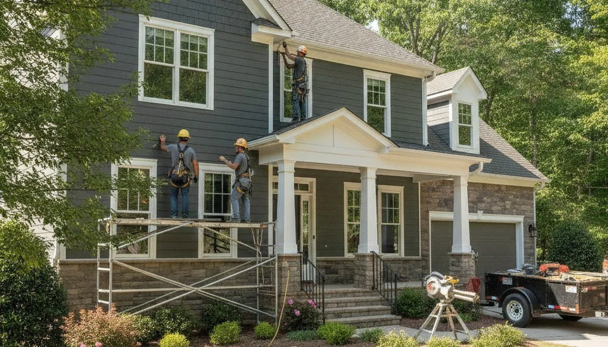 Vinyl siding installation for Charlotte, NC home exterior by local siding professionals