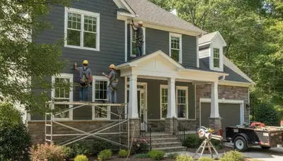 Vinyl siding installation for Charlotte, NC home exterior by local siding professionals