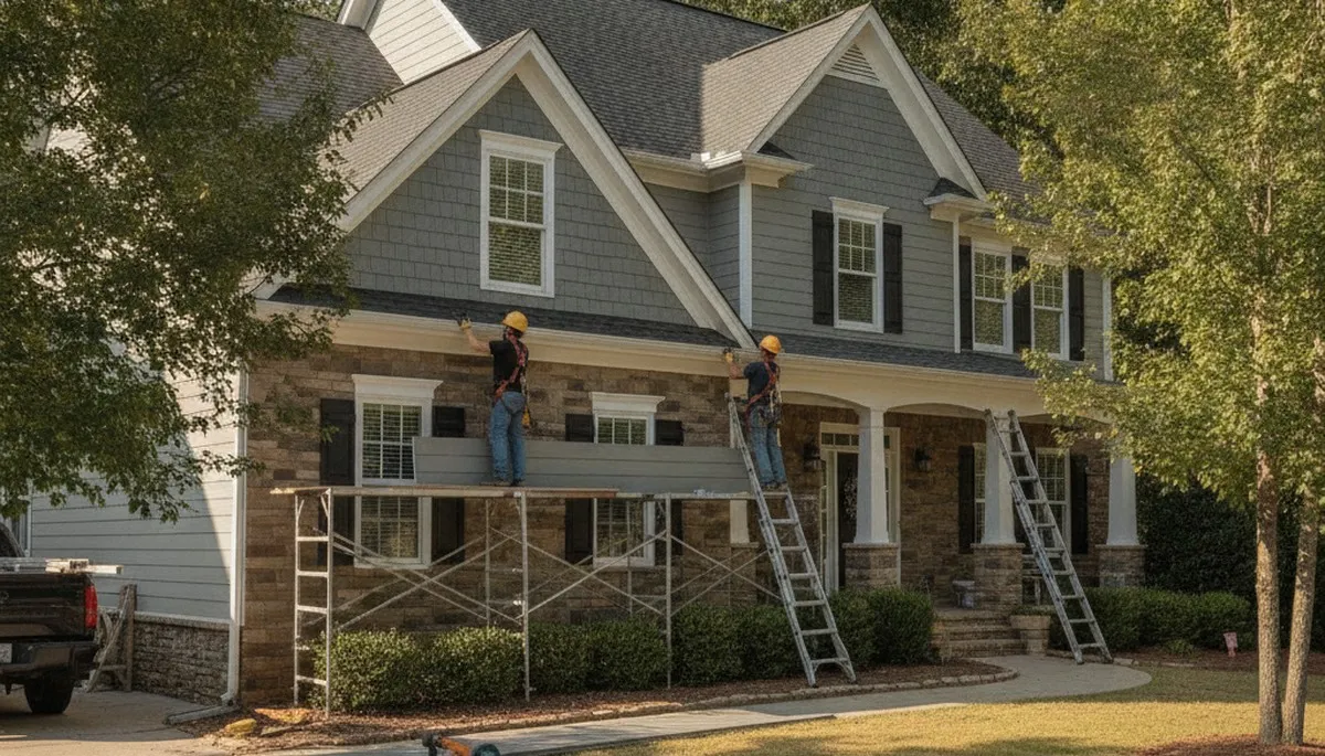 Vinyl siding installation in Charlotte, NC for a residential home exterior project