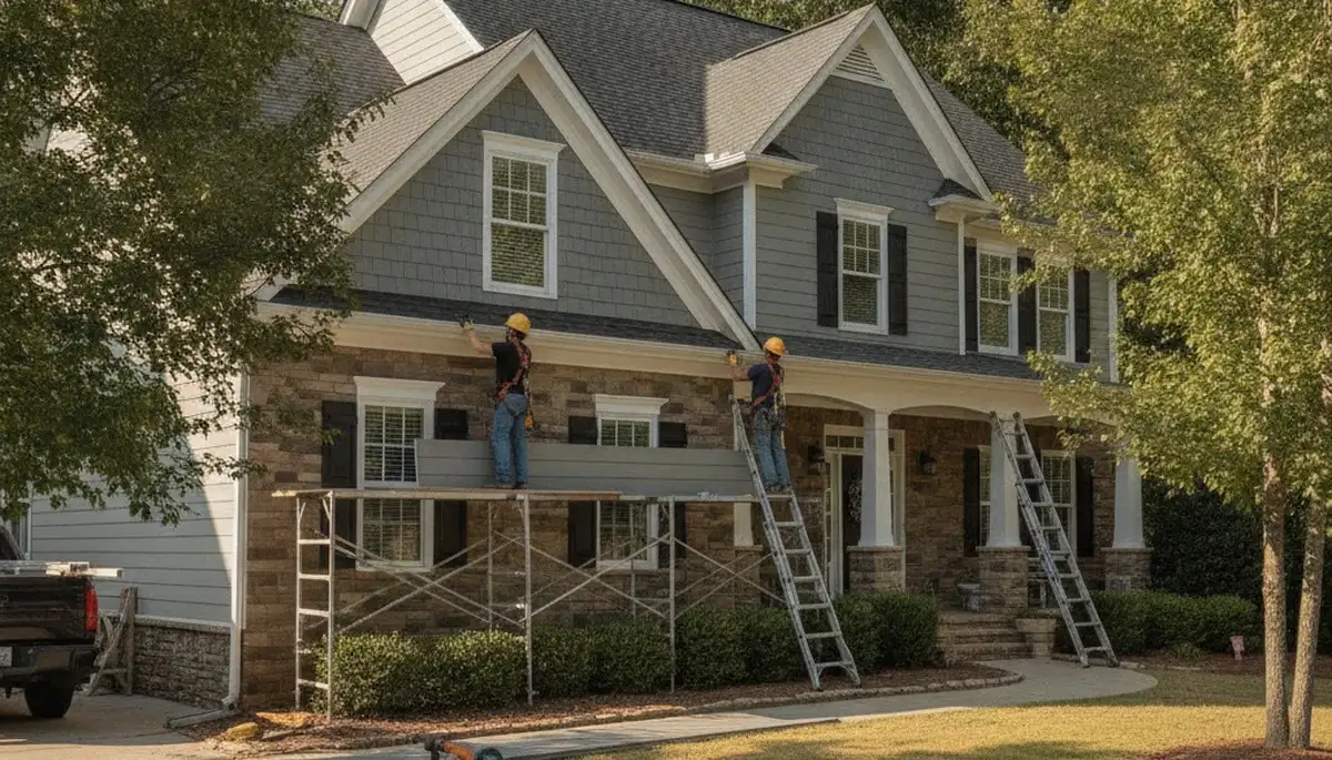 Vinyl siding installation in Charlotte, NC for a residential home exterior project
